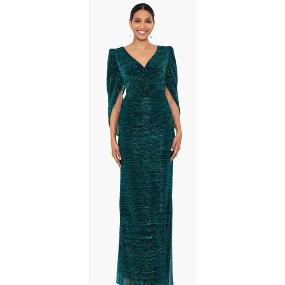 Betsy & Adam Dresses & Skirts - Betsy & Adam "MARISA" LONG CRINKLE DRAPE SLEEVE DRESS in Jade NWT Size 2 Petite